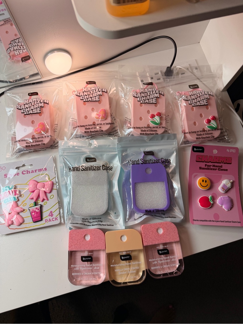 B pure hand sanitizer bundle with cases and charms